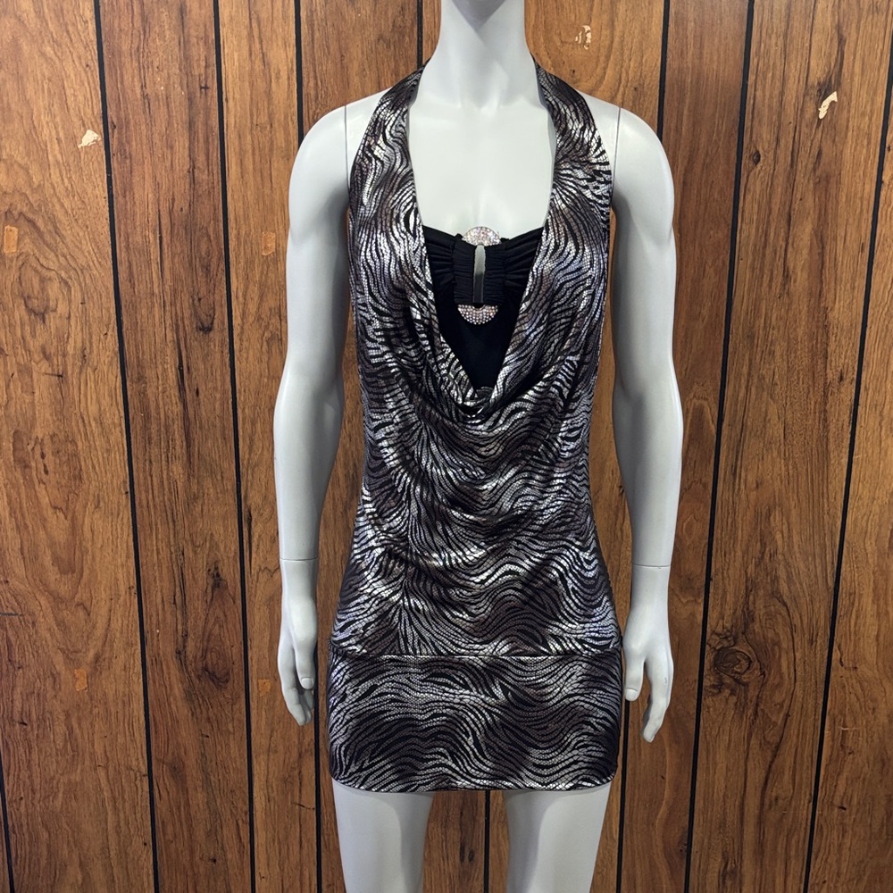 Zebra Print Halter Mini Dress